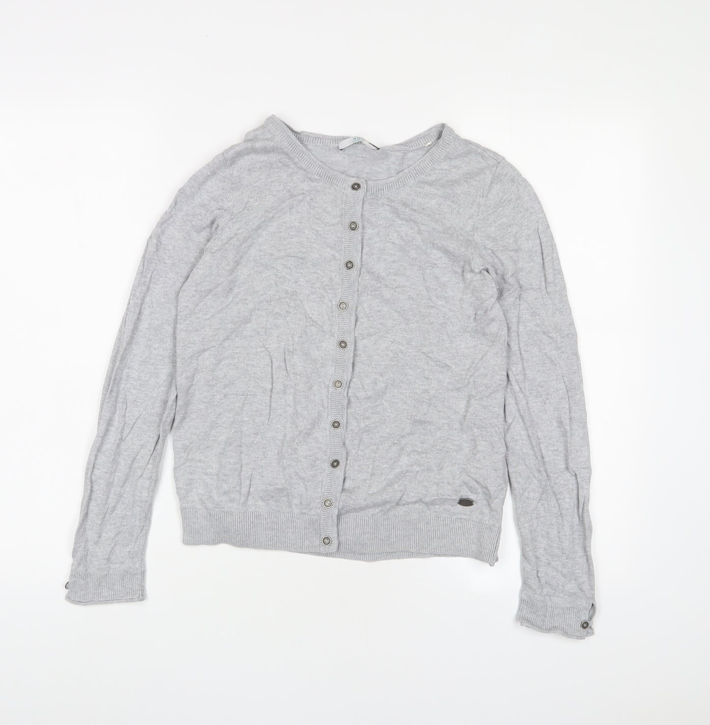 EDC Womens Grey Crew Neck Cotton Cardigan Jumper Size S
