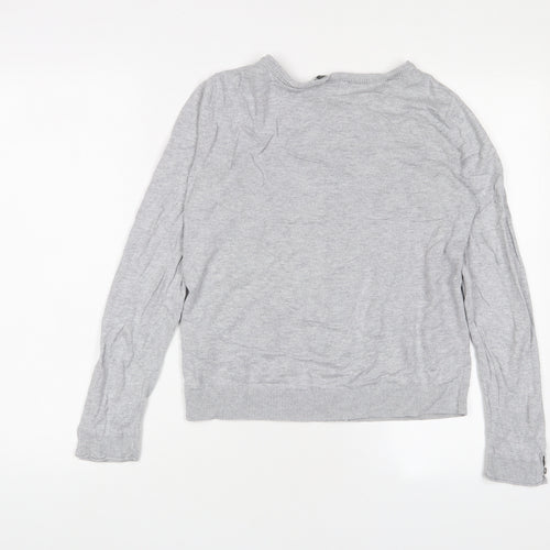 EDC Womens Grey Crew Neck Cotton Cardigan Jumper Size S