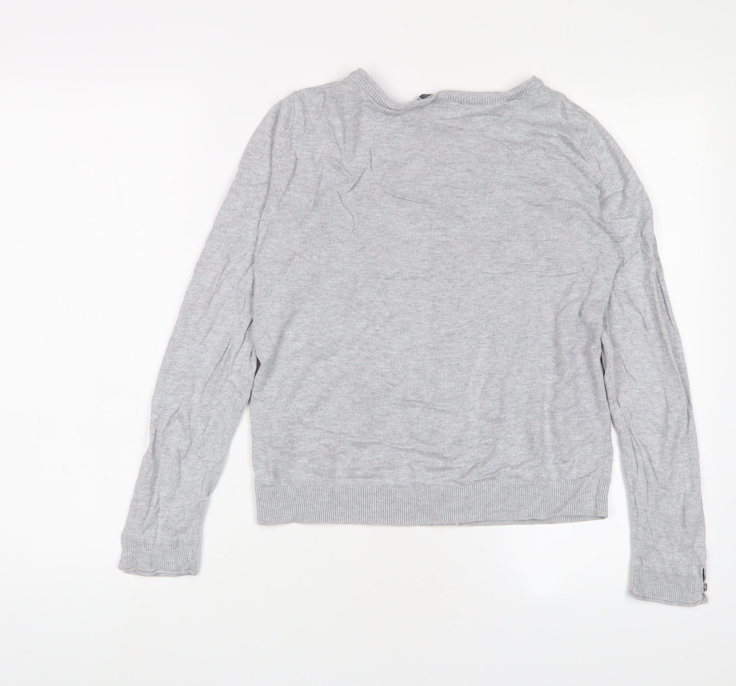 EDC Womens Grey Crew Neck Cotton Cardigan Jumper Size S