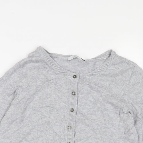 EDC Womens Grey Crew Neck Cotton Cardigan Jumper Size S