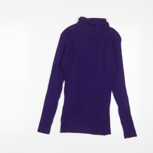 Abollria Womens Purple V-Neck Acrylic Pullover Jumper Size S