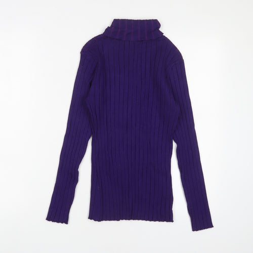 Abollria Womens Purple V-Neck Acrylic Pullover Jumper Size S