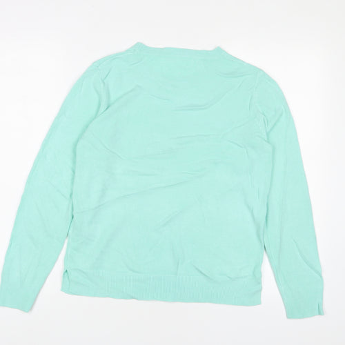 Marks and Spencer Womens Blue Crew Neck Acrylic Pullover Jumper Size 12