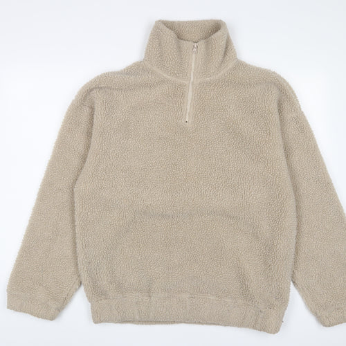 ASOS Womens Beige Polyester Pullover Sweatshirt Size 8 Zip - 1/2 Zip
