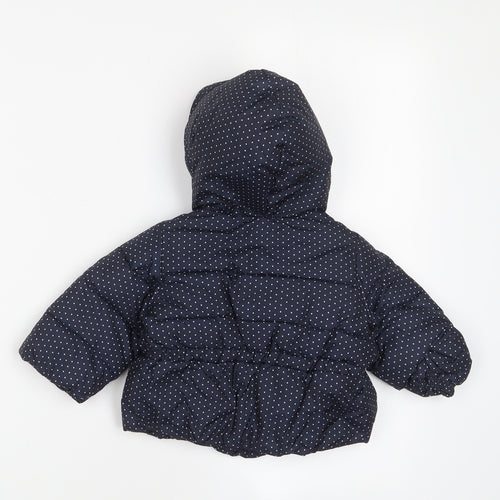 Gap Girls Blue Polka Dot Biker Coat Size 3-6 Months Button