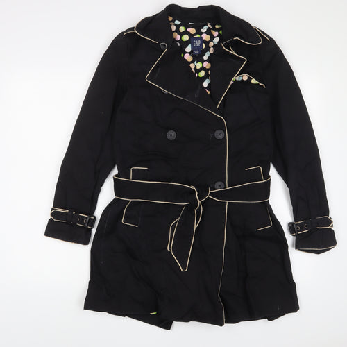 Gap Womens Black Overcoat Jacket Size S Button - Belted