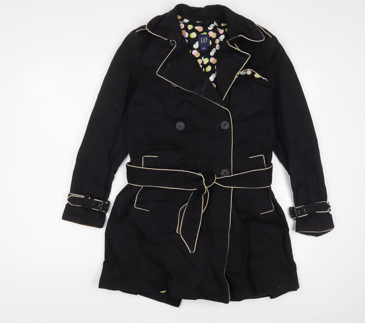Gap Womens Black Overcoat Jacket Size S Button - Belted