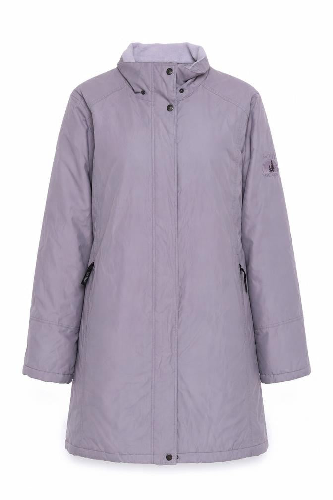 Front view of Jack Murphy women’s purple jacket coat, size UK 12, zip - zip pockets