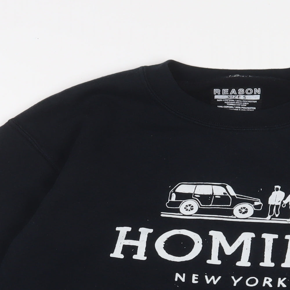 Reasons Womens Black Cotton Pullover Sweatshirt Size S Pullover