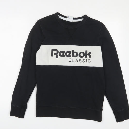 Reebok Mens Black Cotton Pullover Sweatshirt Size S