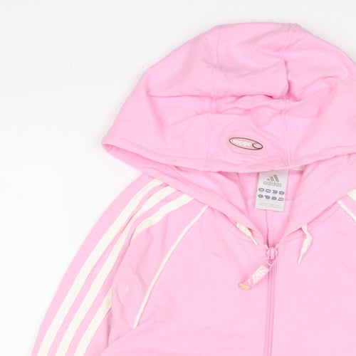 adidas Womens Pink Cotton Full Zip Hoodie Size 12 Zip