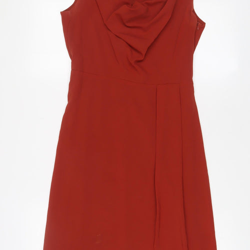 Esprit Womens Brown Polyester A-Line Size 12 Cowl Neck Zip