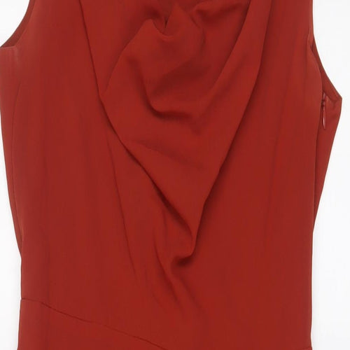 Esprit Womens Brown Polyester A-Line Size 12 Cowl Neck Zip