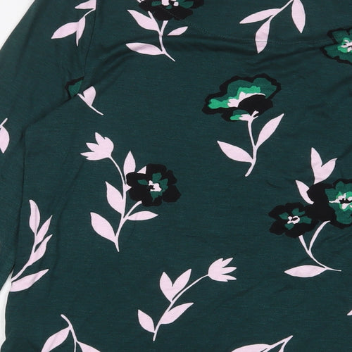 Marks and Spencer Womens Red Floral Viscose Basic T-Shirt Size 8 Crew Neck