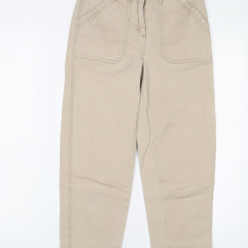 Papaya Womens Beige Cotton Straight Jeans Size 8 L23 in Regular Zip