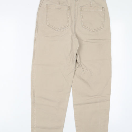 Papaya Womens Beige Cotton Straight Jeans Size 8 L23 in Regular Zip
