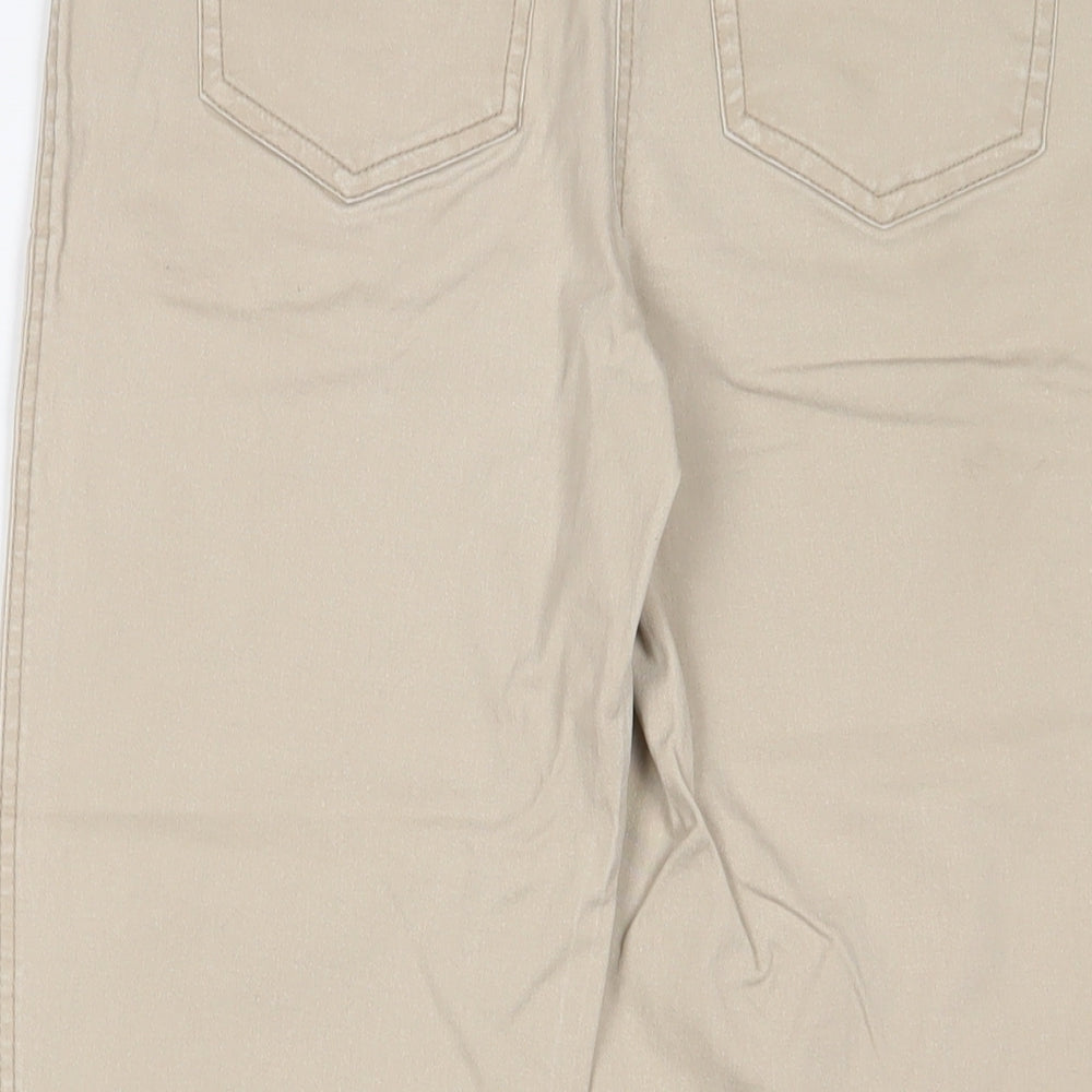 Papaya Womens Beige Cotton Straight Jeans Size 8 L23 in Regular Zip