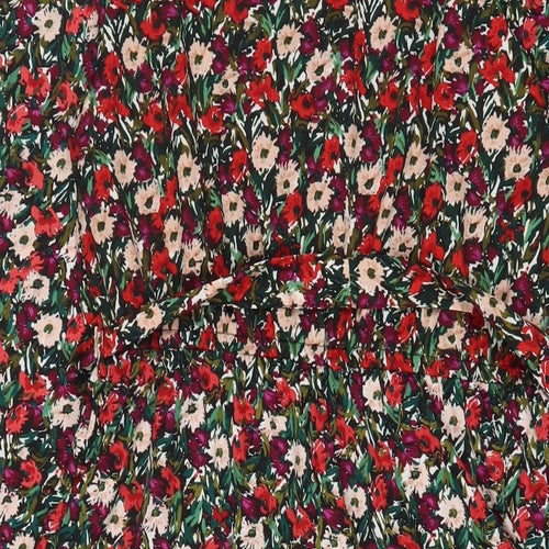 New Look Womens Multicoloured Floral Polyester A-Line Size 10 V-Neck Button - Belted