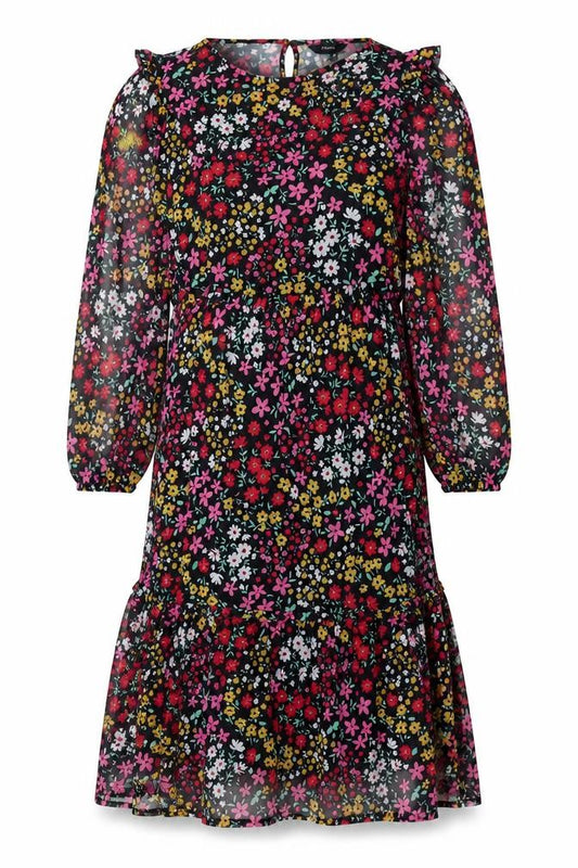 Front view of Next women’s multicoloured floral polyester a-line, size UK 10, crew neck button