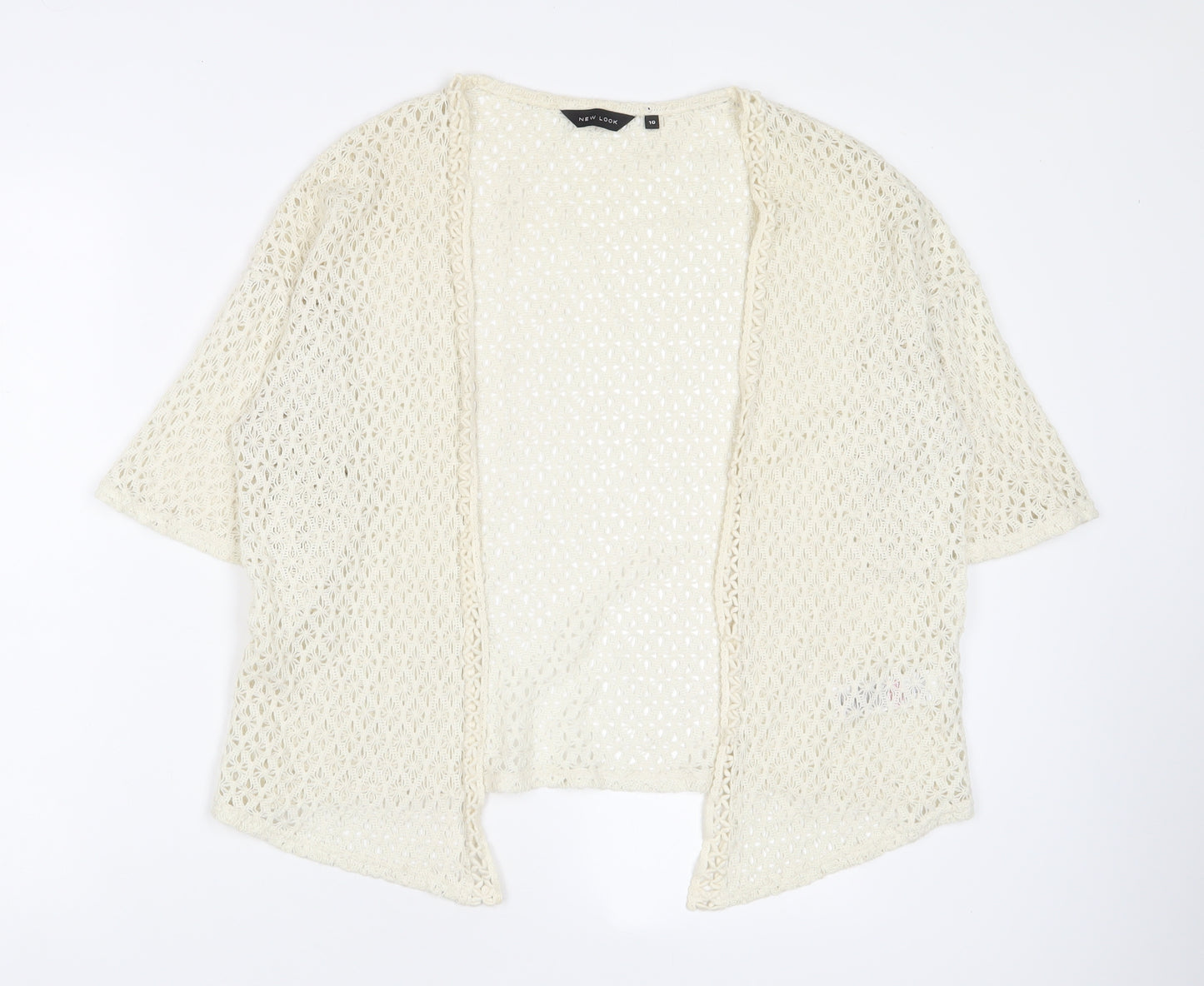 New Look Womens Beige V-Neck Polyester Cardigan Jumper Size 10