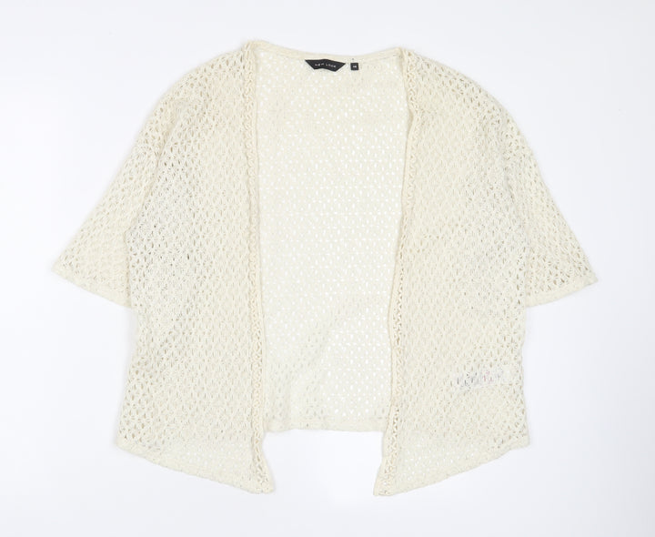 New Look Womens Beige V-Neck Polyester Cardigan Jumper Size 10