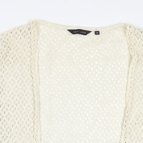 New Look Womens Beige V-Neck Polyester Cardigan Jumper Size 10