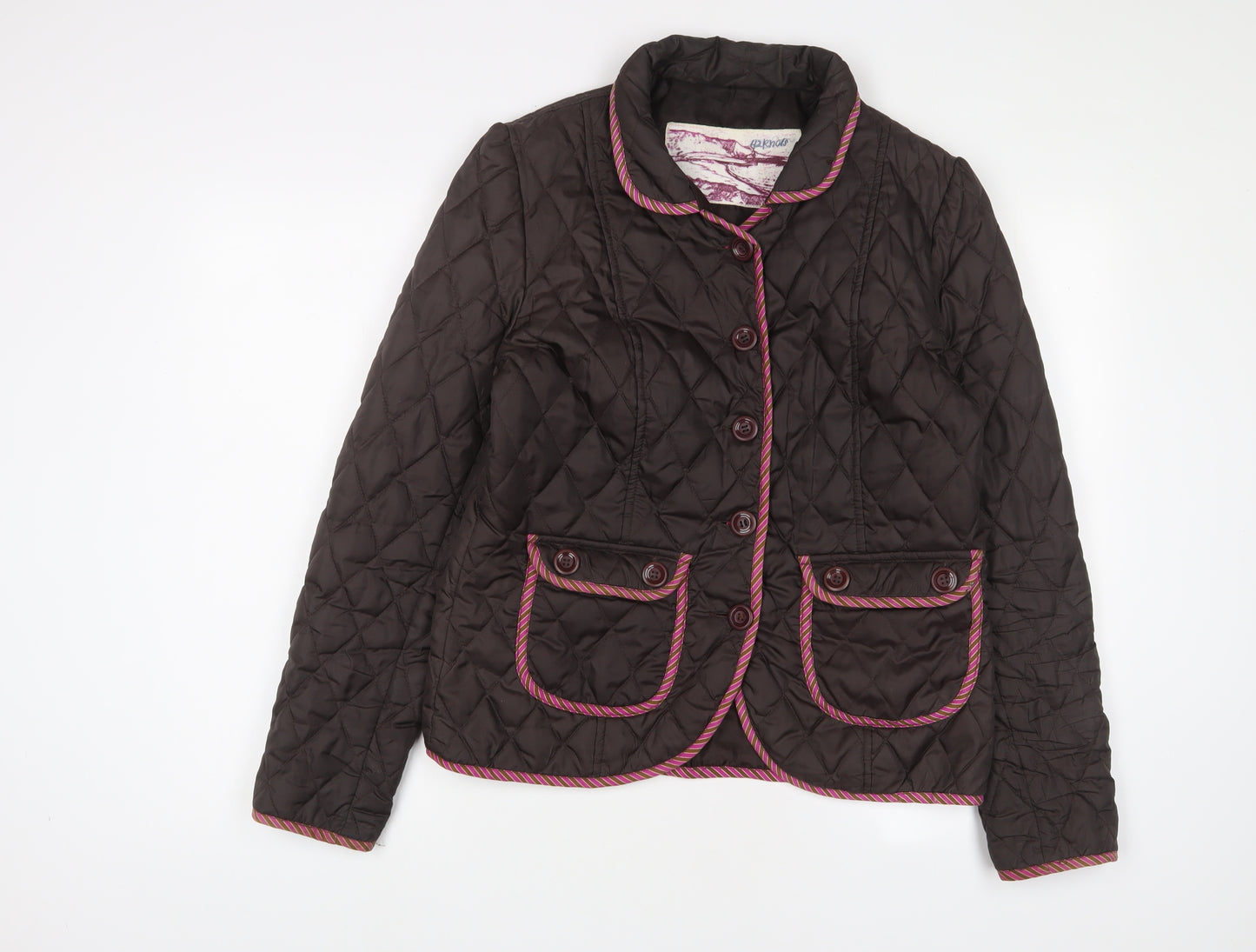 Knots Womens Brown Quilted Jacket Size 14 Button
