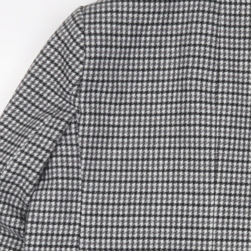 Marks and Spencer Womens Grey Plaid Overcoat Coat Size 16 Button - Pockets