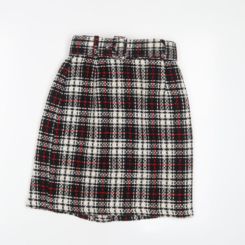 Zygo Womens Red Plaid Acrylic A-Line Skirt Size 10 Zip - Belted