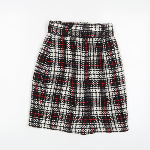 Zygo Womens Red Plaid Acrylic A-Line Skirt Size 10 Zip - Belted