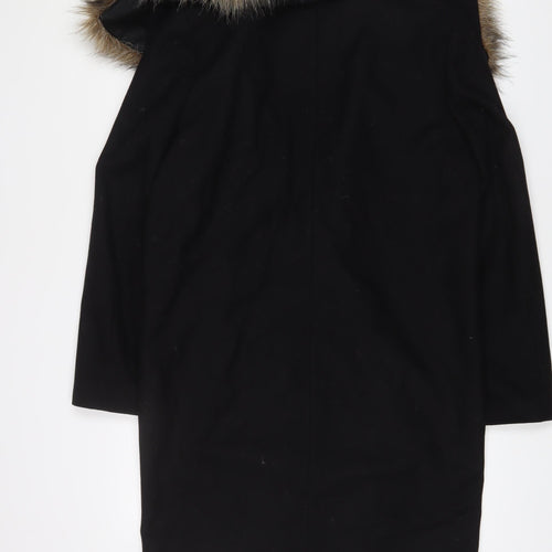 Zara Womens Black Overcoat Coat Size L Button - Pockets