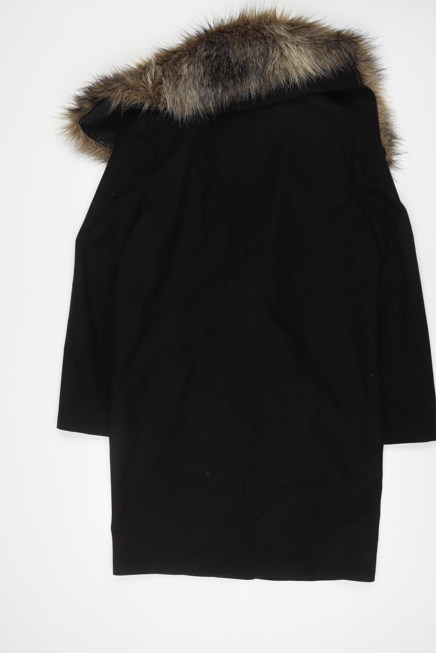 Zara Womens Black Overcoat Coat Size L Button - Pockets