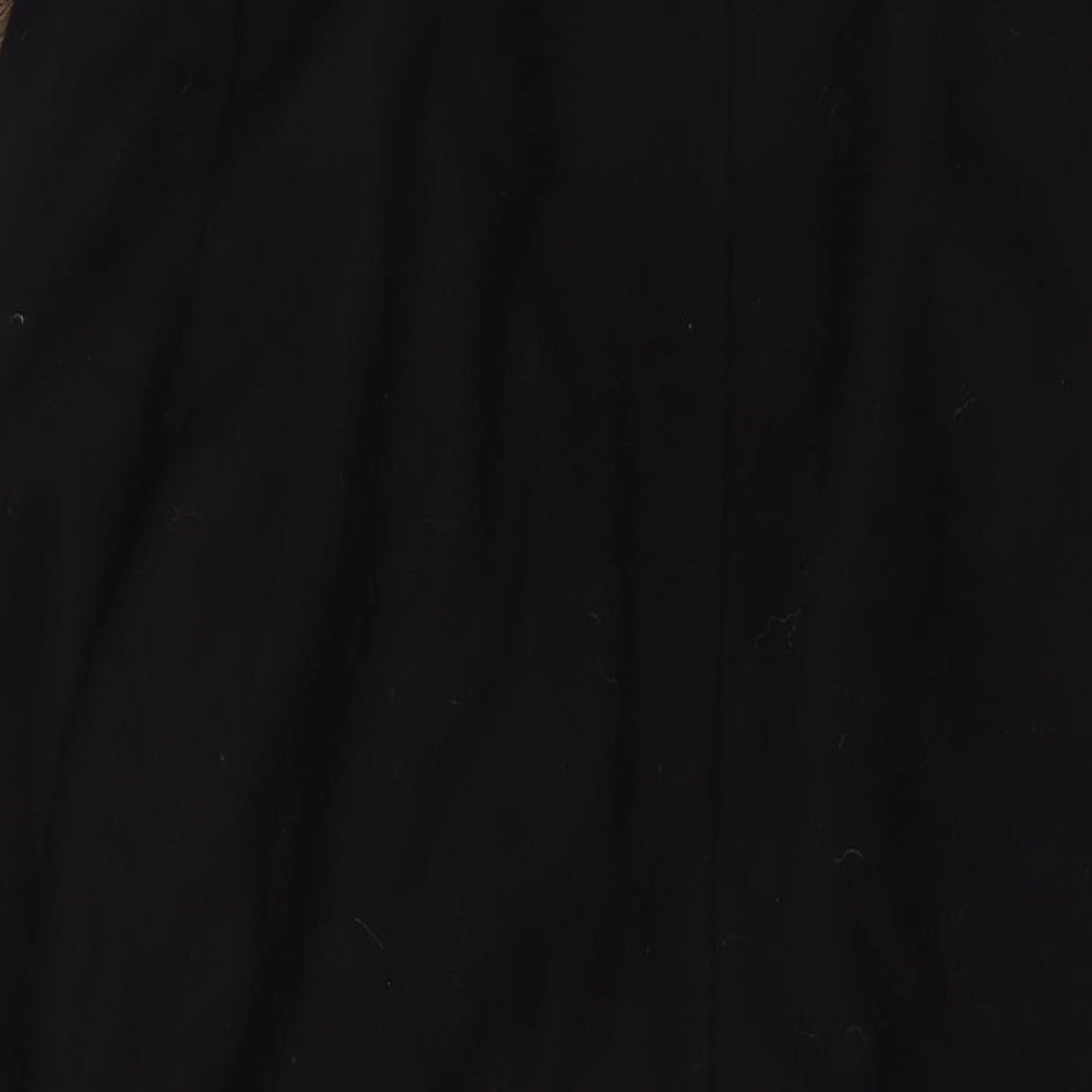 Zara Womens Black Overcoat Coat Size L Button - Pockets