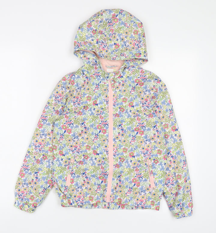 John Lewis Girls Multicoloured Floral Jacket Coat Size 9 Years Zip