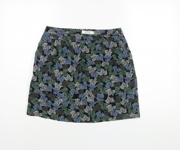 Adelaide Street Womens Multicoloured Geometric Cotton A-Line Skirt Size 10 Zip - Leaf Print
