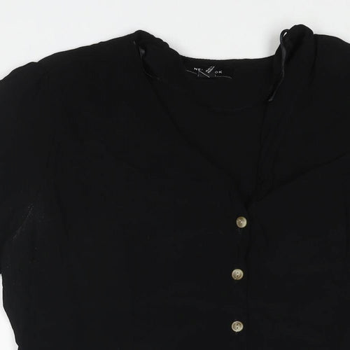 New Look Womens Black Viscose A-Line Size 16 V-Neck Button