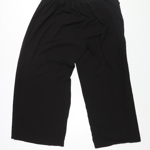 Evans Womens Black Polyester Trousers Size 24 L27 in Regular
