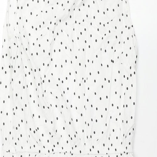 Tessentials Womens White Polka Dot Viscose Shift Size S Round Neck Button