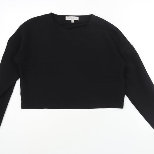Limited Edition Womens Black Polyester Basic Blouse Size 12 Round Neck - Ribbed