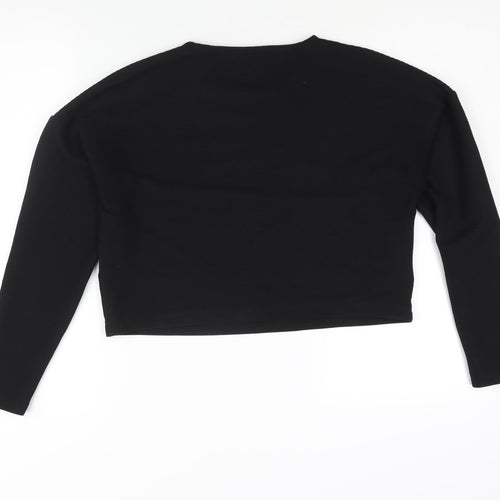 Limited Edition Womens Black Polyester Basic Blouse Size 12 Round Neck - Ribbed