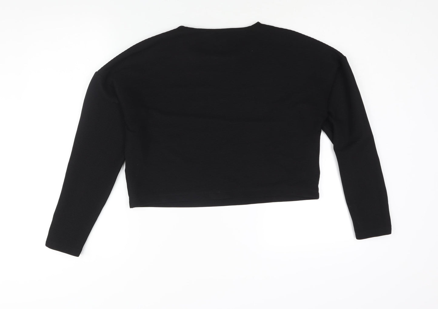 Limited Edition Womens Black Polyester Basic Blouse Size 12 Round Neck - Ribbed