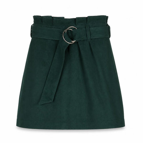 Bershka Womens Green Polyester A-Line Skirt Size XS Zip - Belted