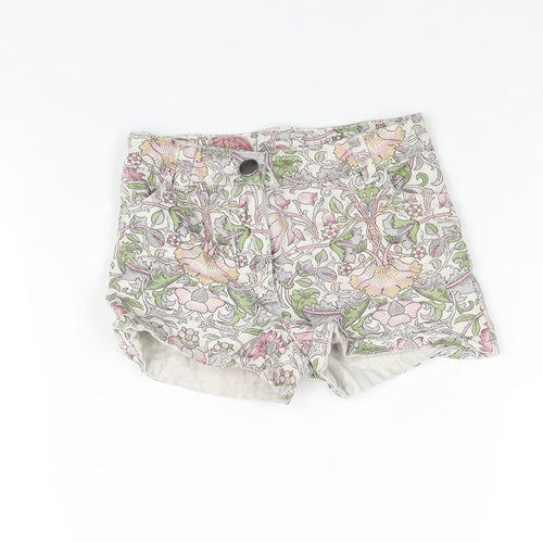 NEXT Girls Multicoloured Floral Cotton Boyfriend Shorts Size 9 Years Regular Zip