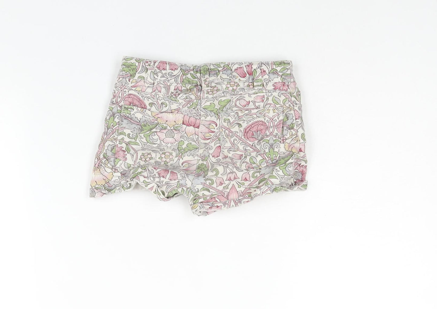 NEXT Girls Multicoloured Floral Cotton Boyfriend Shorts Size 9 Years Regular Zip