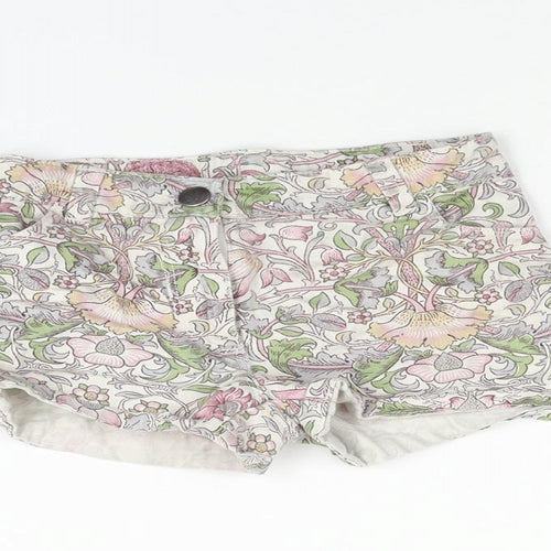 NEXT Girls Multicoloured Floral Cotton Boyfriend Shorts Size 9 Years Regular Zip