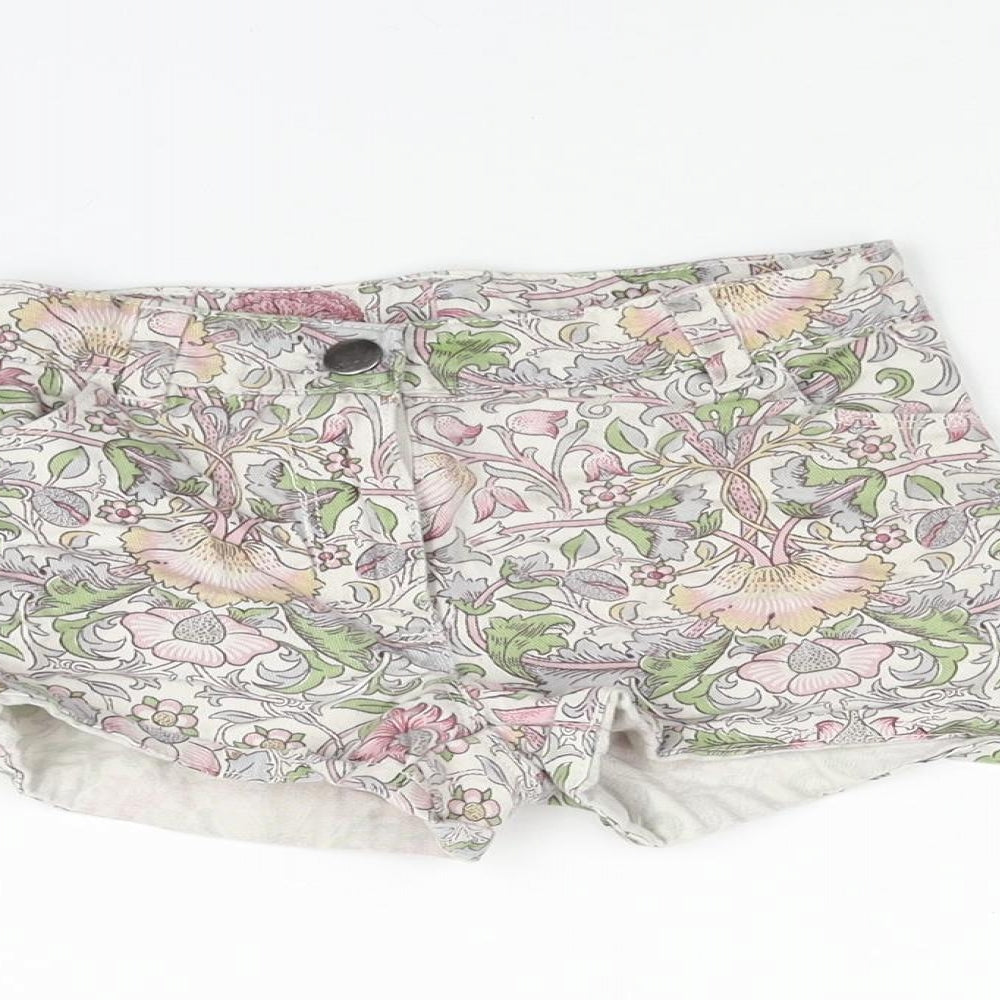 NEXT Girls Multicoloured Floral Cotton Boyfriend Shorts Size 9 Years Regular Zip