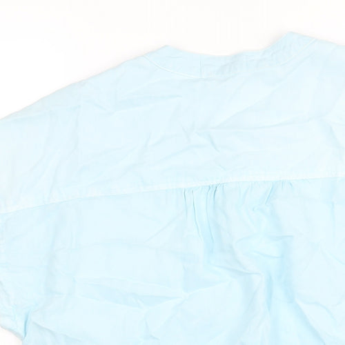 Bella Dahl Womens Blue Lyocell Basic Button-Up Size L Round Neck - Tie Detail
