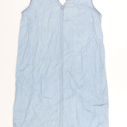 M&Co Womens Blue Cotton Shift Size 12 V-Neck Pullover