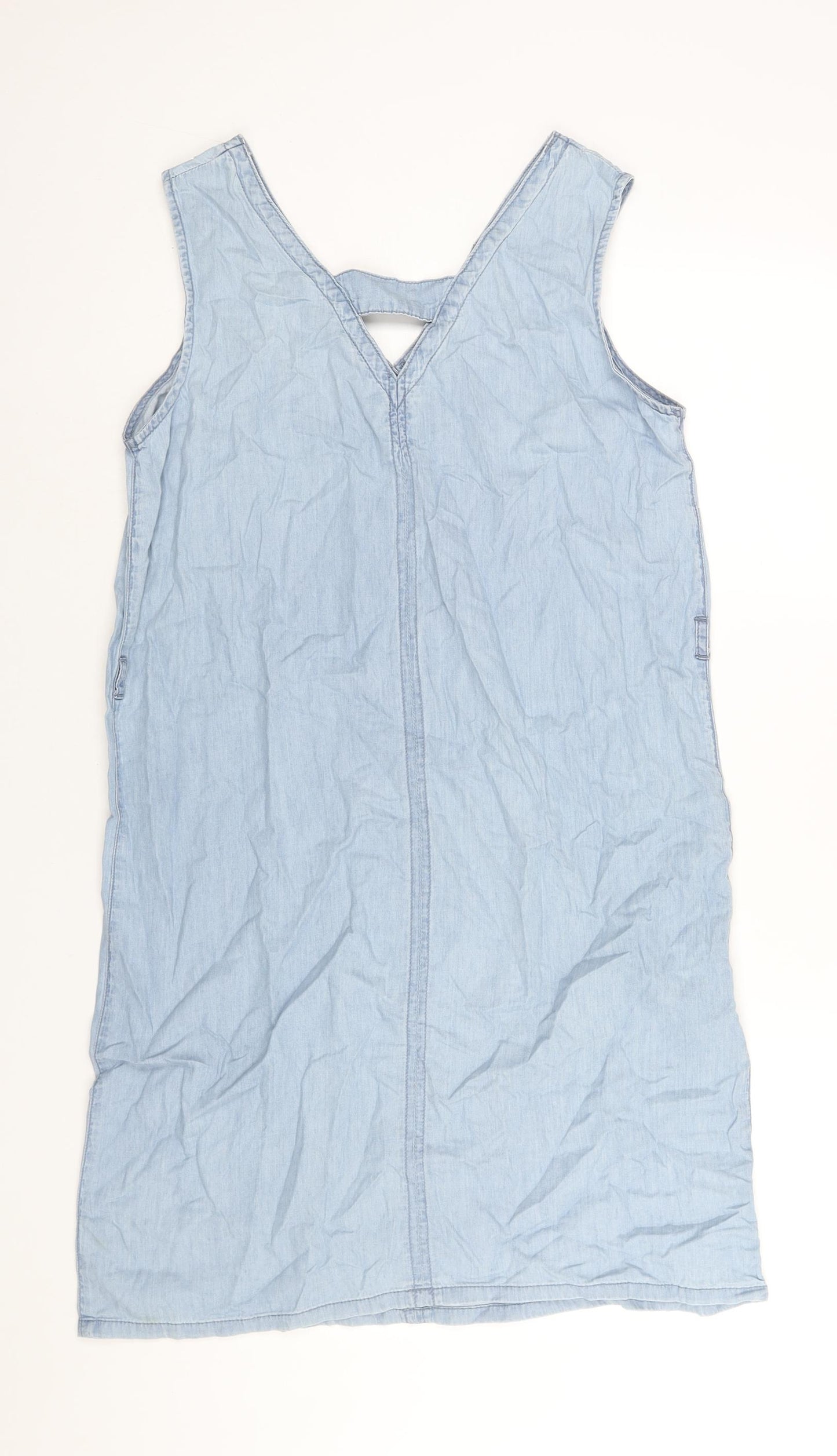 M&Co Womens Blue Cotton Shift Size 12 V-Neck Pullover
