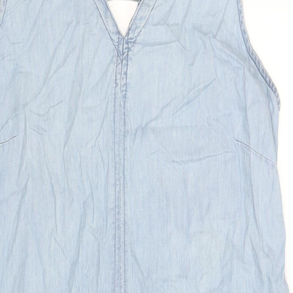 M&Co Womens Blue Cotton Shift Size 12 V-Neck Pullover